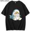 Loviness Katzenhai T-Shirts für Mädchen Niedliche Katzen Print T-Shirt 100% Baumwolle Sommer Rundhals T-Shirts Ästhetisch Kurzarm
