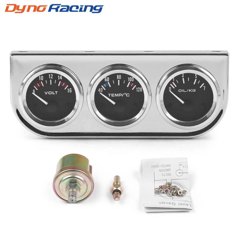 2INCH 52mm Triple gauge Kit Volt Meter Water Temp Gauge Oil press Gauge With Sensor 3 in 1 Car Gauge Kit Car Meter