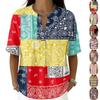 Damenmode Bedrucktes V-Ausschnitt-Shirt Kurzarm Pullover Top Leichte Lässige Bluse für den Alltag