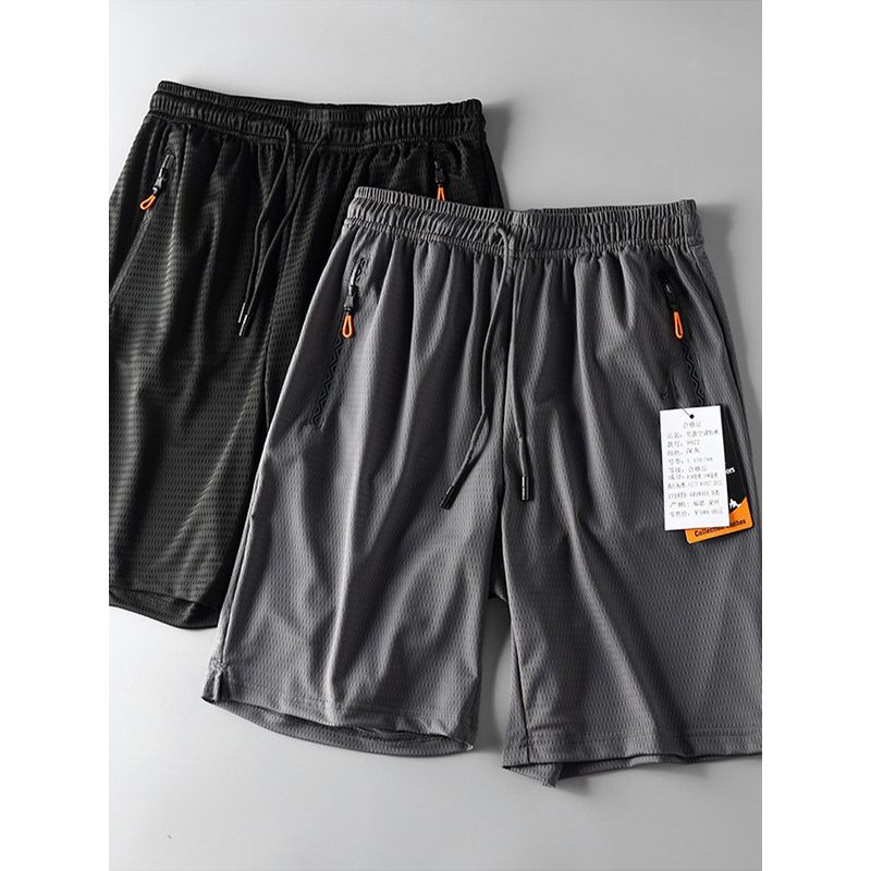 Export Tail Single Cut Label Mesh Style for Sports Shorts Men's Summer Silk Ice Quick-Drying Knee Length Pants Export Men's Middle Pants Beach Pants