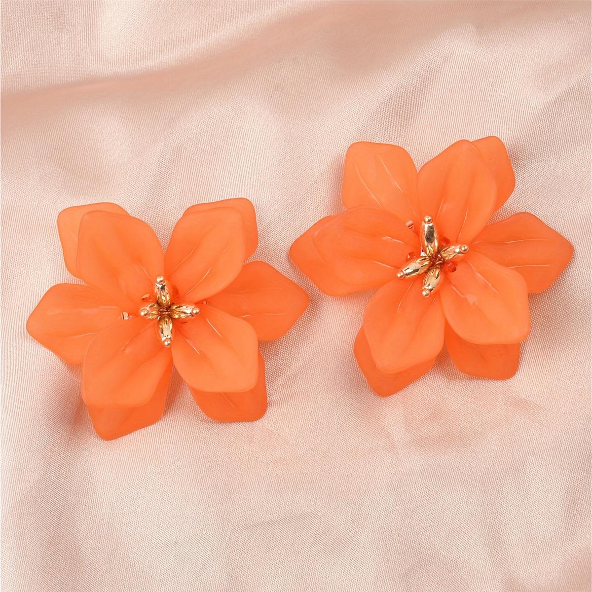 

Милые красочные акриловые серьги-гвоздики с цветами в винтажном богемном стиле, подходящие для женщин, повседневные серьги-гвоздики оранжевый