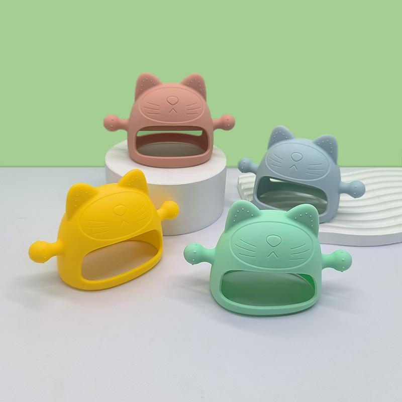 Baby Teething Stick, Cartoon Cat Anti-biting Hand-biting Fun Silicone Teething Stick Toy