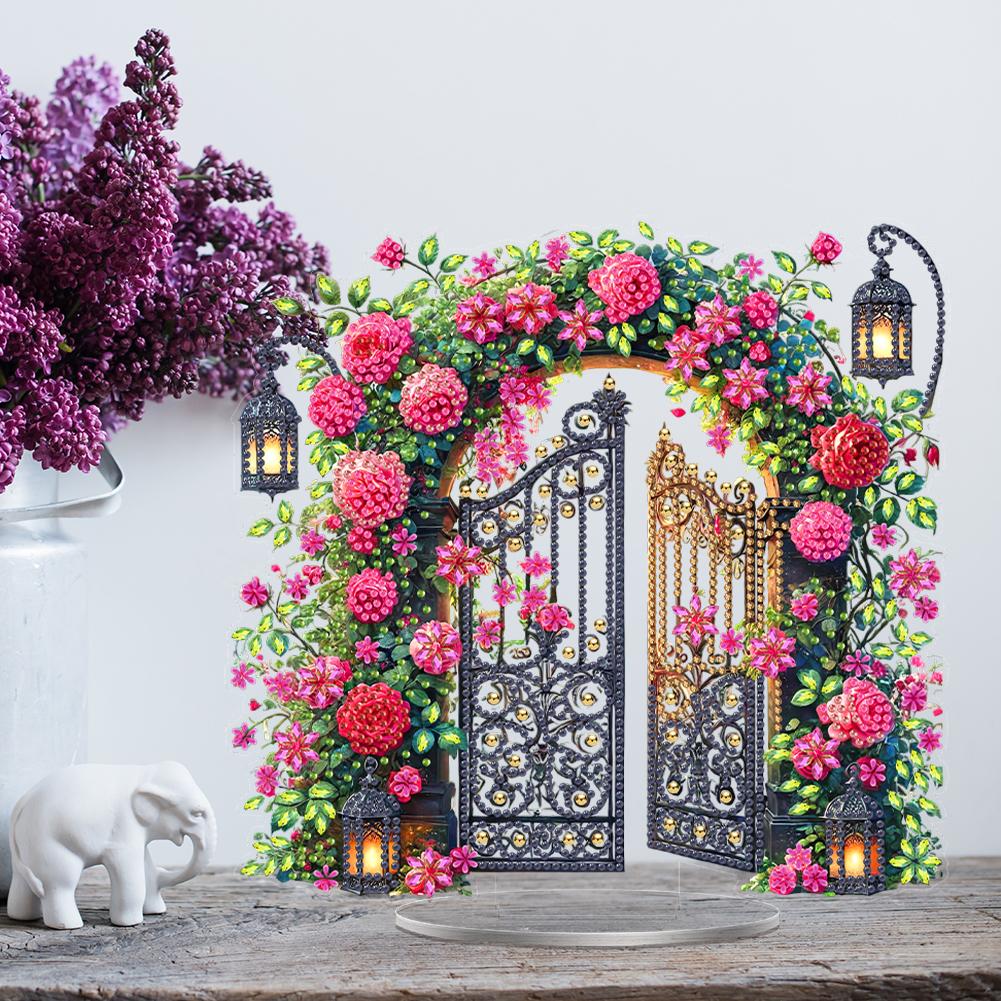 Acrylic 2D/Flat Flower DIY Table Top Diamond Painting Ornament Kits 5D DIY Diamond Art Tabletop Decorations for Adults Beginner