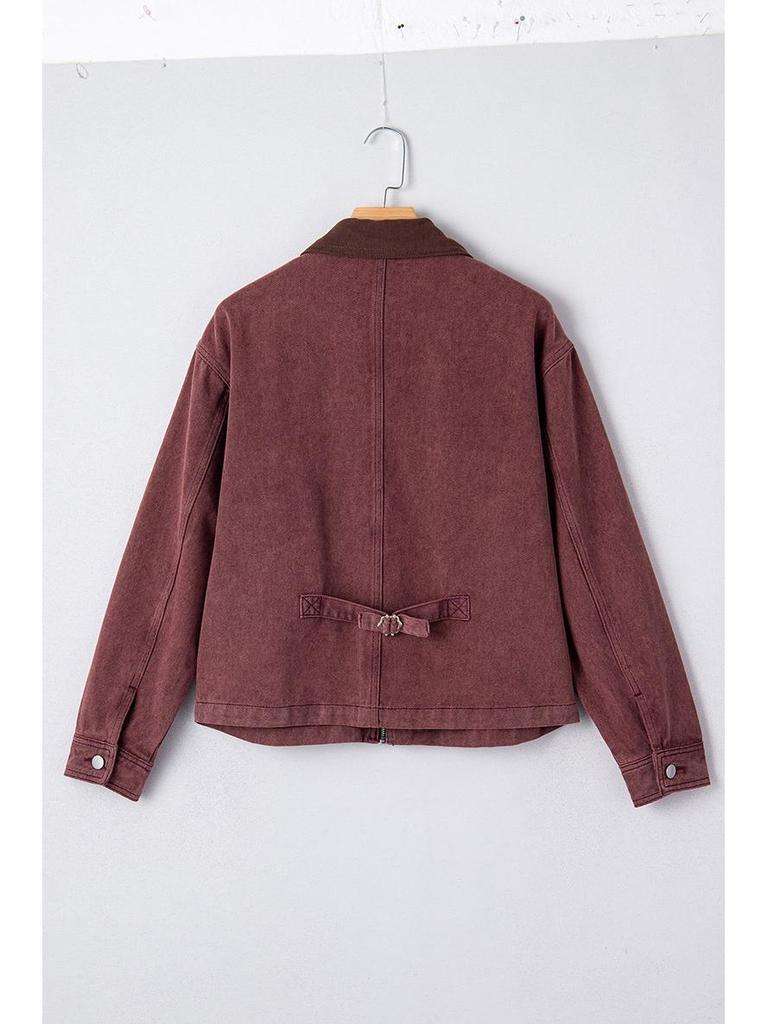 2025 Women's Winter Fashion Lapel Denim Jacket: European-American, Long Sleeve, Zippered, Cotton