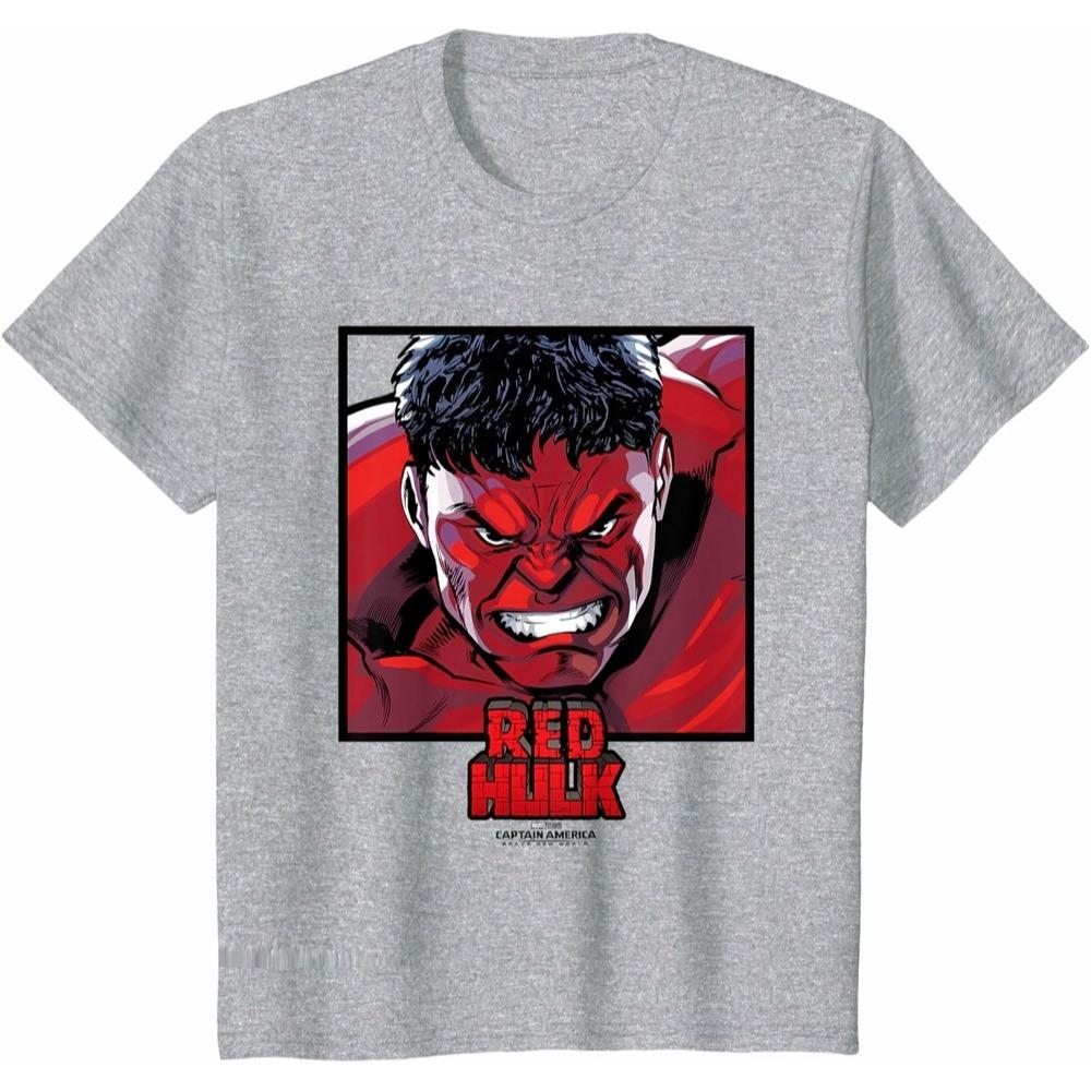 Red Hulk Marvel TShirt Unisex Short Sleeve Comic Style Heavyweight Cotton Loose Fit Crew Neck Workout Top for Gym Fans