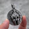 Vintage Solid Stainless Steel Spartan Warrior Mask Pendant Necklace For Men
