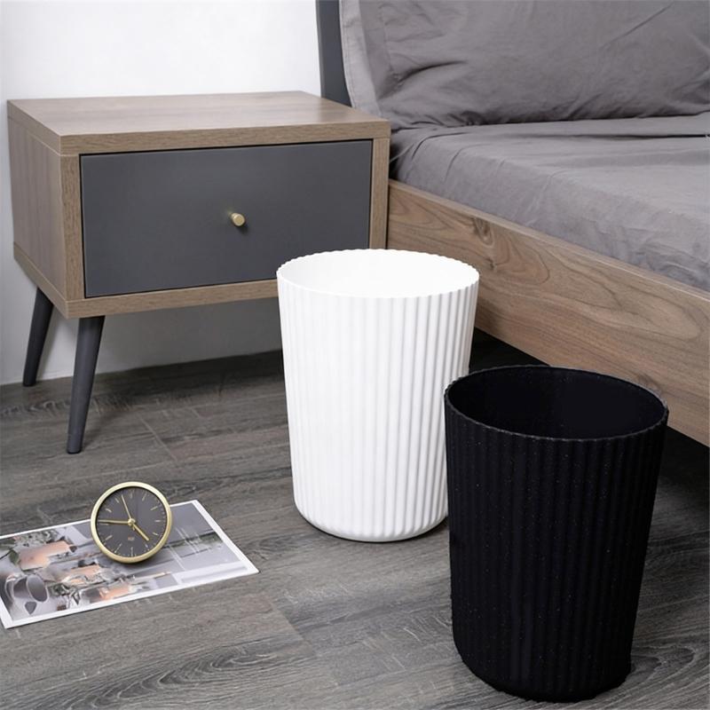 Household Trash Bin With Striped Pattern For Kitchen Bathroom Office Space Saving Small Waste Can for Home Use