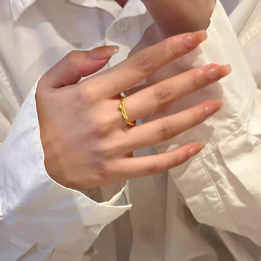 Vietnamese Gold Double Snake Ring - Simple Zodiac Open Design for Snake Year