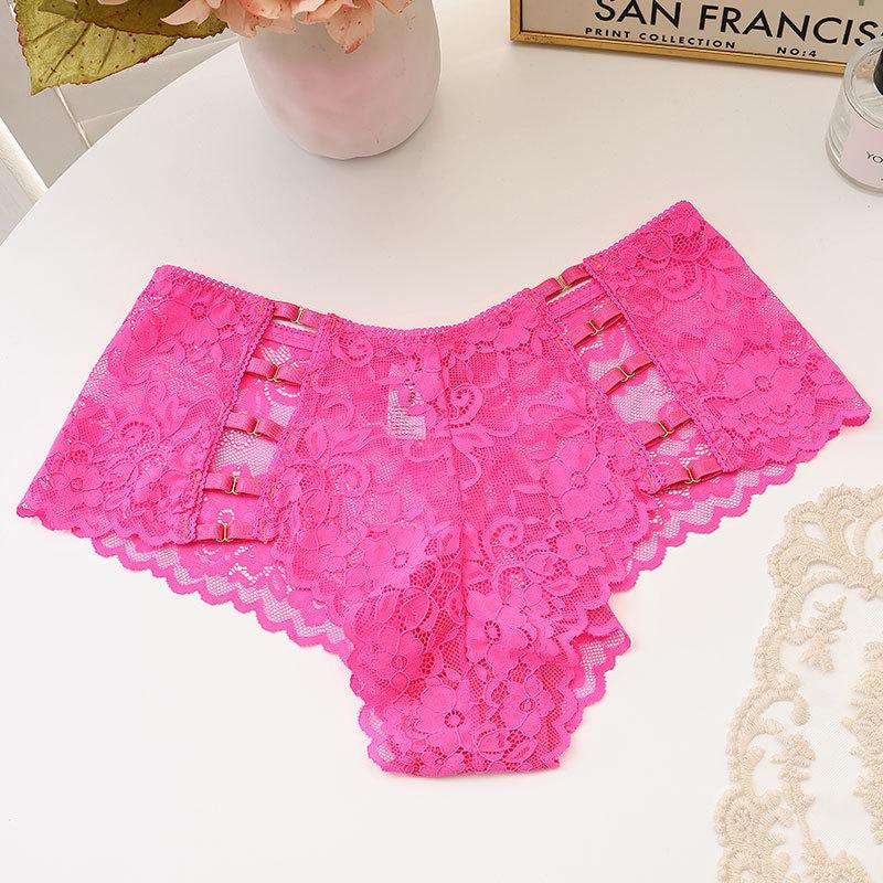 12 Color Women's Panties Underwear Sexy Hollow Middle Waist Briefs Lace Flower Breathable Underpants Europe Plus Size Lingerie