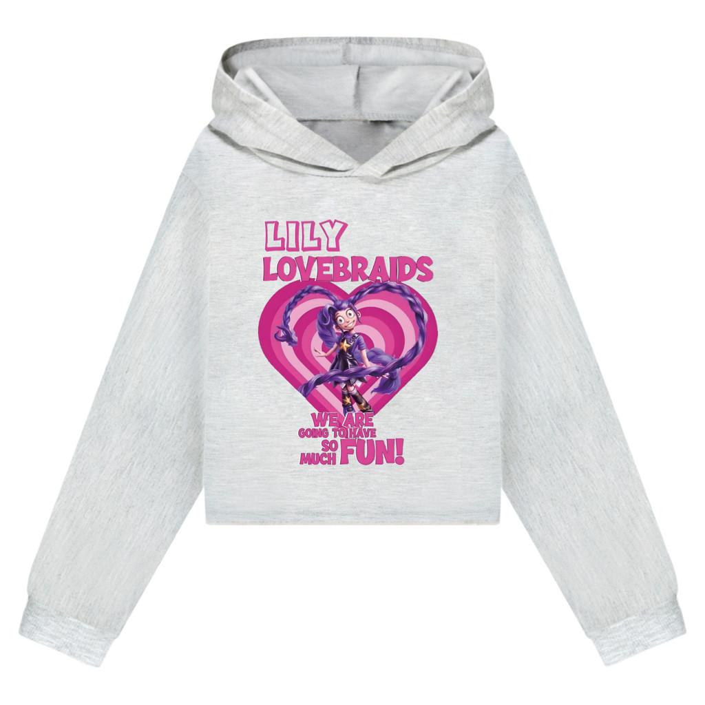 5580 Fashion Casual Kids Girls Lily Lovebraids Print Long Sleeves Hoodies Top