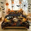 3‑Pieces Halloween Skeleton Scarecrow Print Bedding Set Without Filler Duvet Cover 2 Pillowcases Soft Comfortable Machine Was