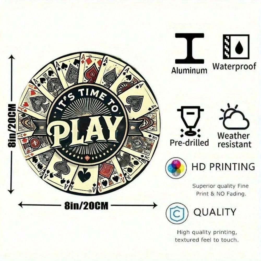 Vintage Poker 2D Flat Metal Wall Sign Retro Aluminum Tin Plaque for Home Decor Man Cave Garage Bar Club Art