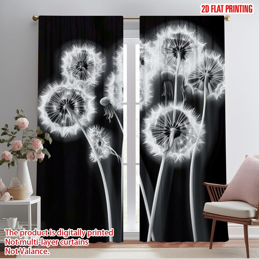 2pcs,2D Plane Printing Curtains Roller Blinds Ethereal Dandelions Polyester Fabric (without Rod) Versatile All Use for Bedroom,