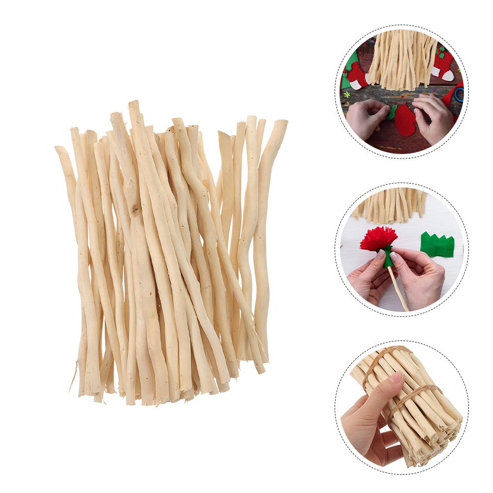 50 Pcs Small Log Tree Branch Decoration Crafts Twigs Wood Faux Beige DIY Making Accessories