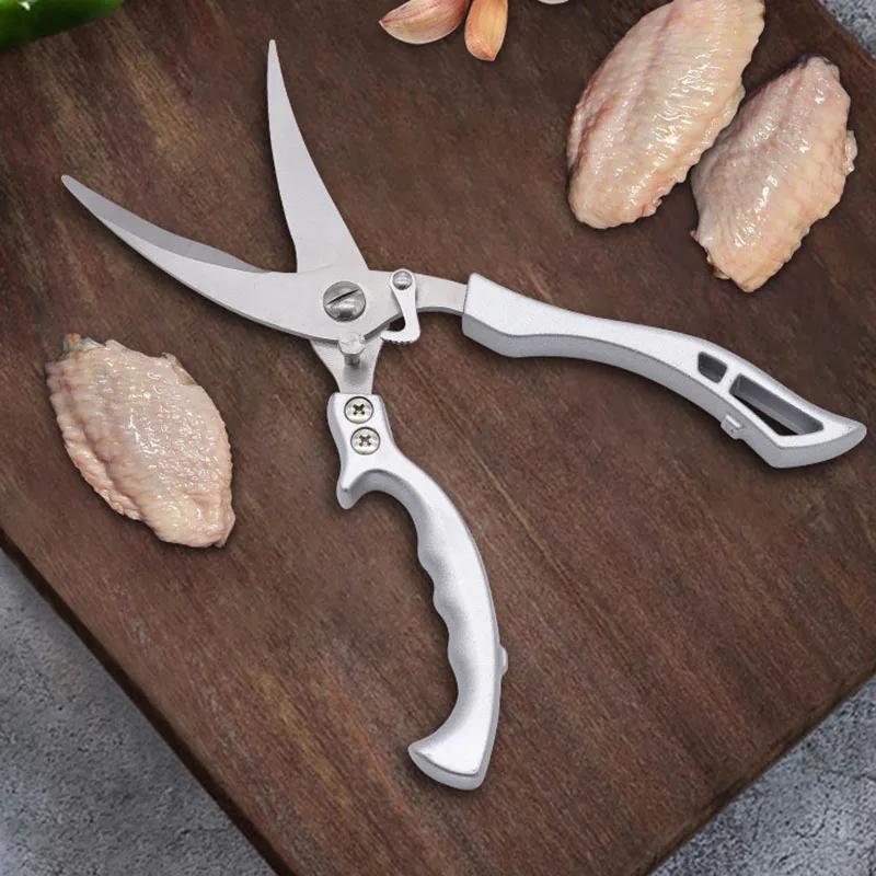 Household Stainless Steel Barbecue Vegetables Shear Aluminium Alloy Handle Powerful Chicken Bone Scissors Kitchen Shaer