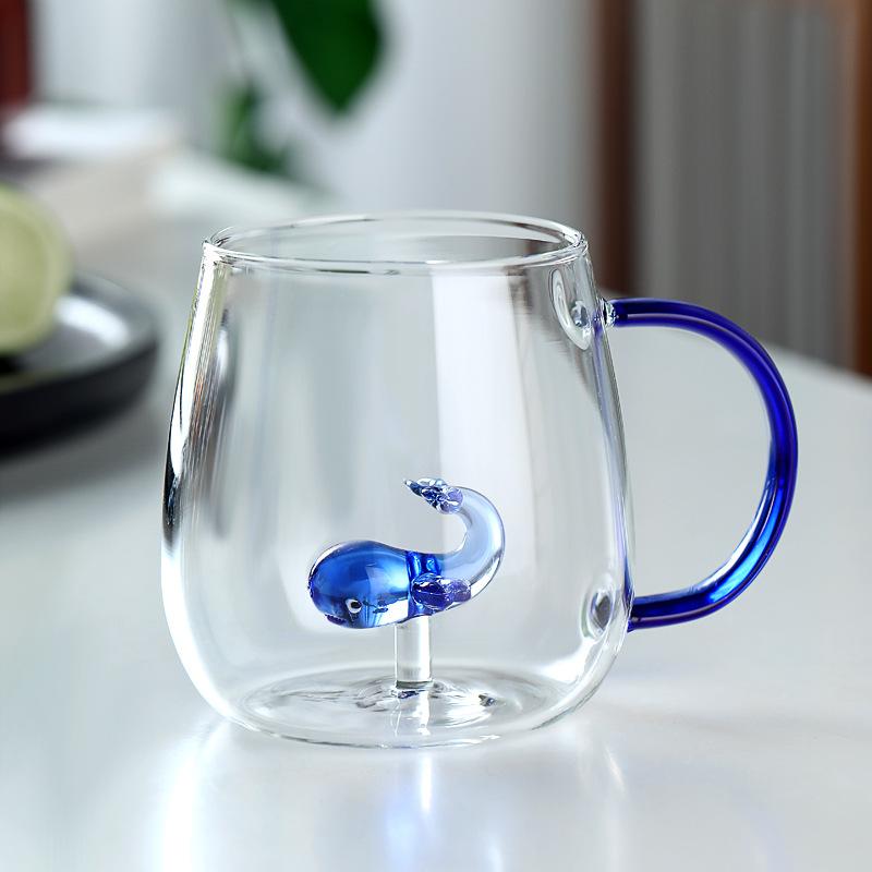 3D Animal & Plant Shaped Glass Cup, Creative Clear Mug with Handle, Cute Drinkware