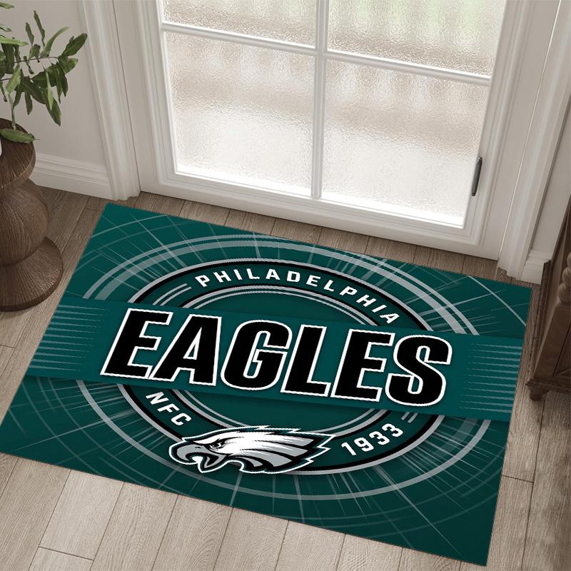 Philadelphia Eagles Design Kristall-Samt-Teppich Gemütlich Nicht?Rutschfester Teppich mit Aufdruck für Schlafzimmer Wohnzimmer Eingang