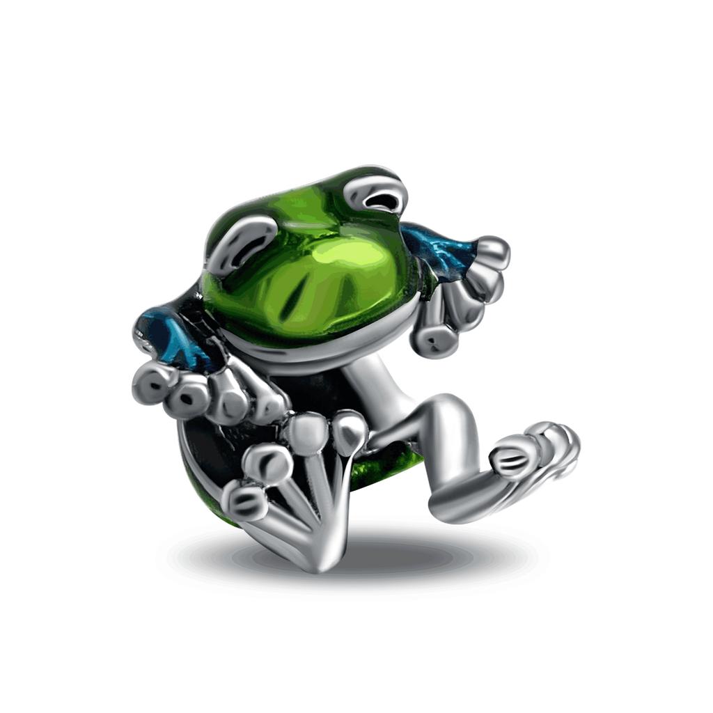 Luck Charm 925 Silver Four Leaf Clover Green Tree Frog Turtle Bead Pendant For Bracelet Women DIY Jewelry Gift