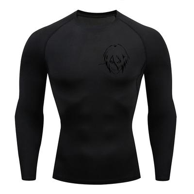 Men Compression Shirt for Workout Quick Dry Eren Yeager Print Top Breathable Sweat Absorbing Fit Fitness T-Shirt Sweat-Resistant