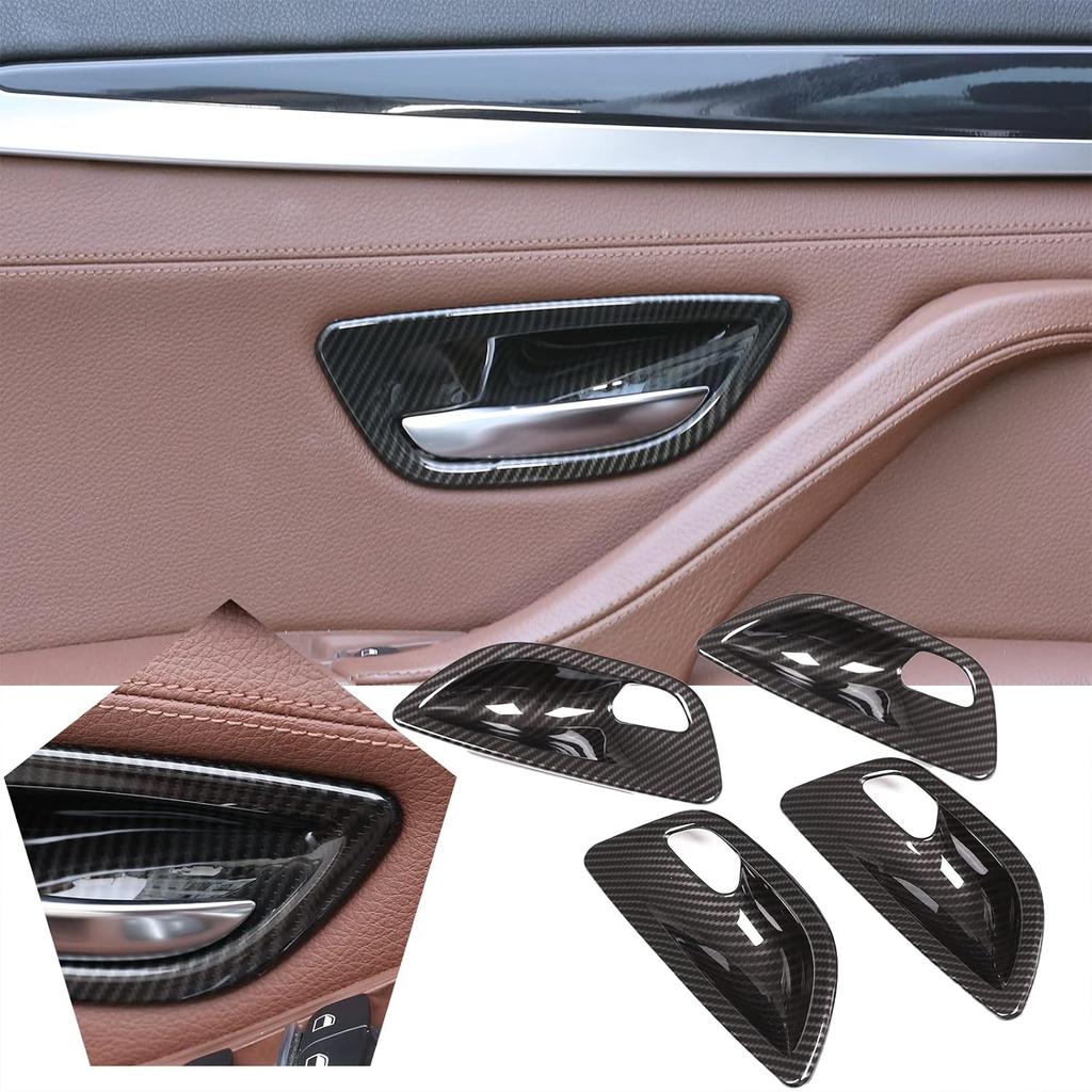 For BMW 5 Series F10 520 528 525 2011-2017 Carbon Fiber Style Car Interior Door Handle Bowl Cover Trim