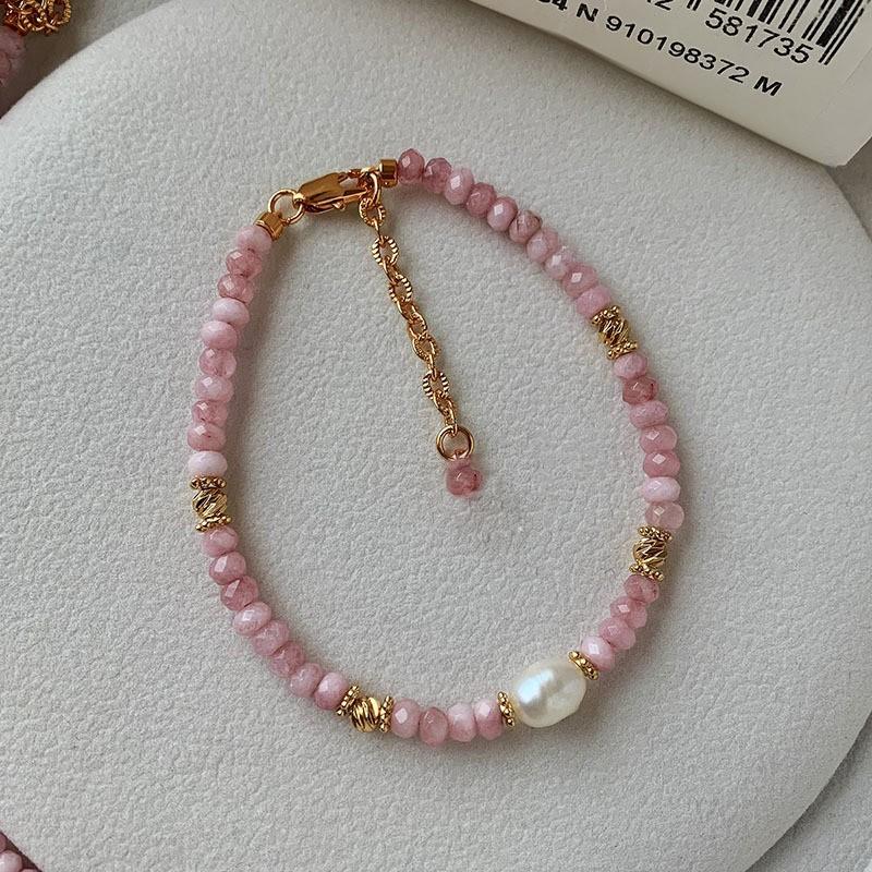 Freshwater Pearl Mixed Color Natural Stone Bracelet Summer Dopamine Necklace Temperament Shoushan Stone Agate Collarbone Chain