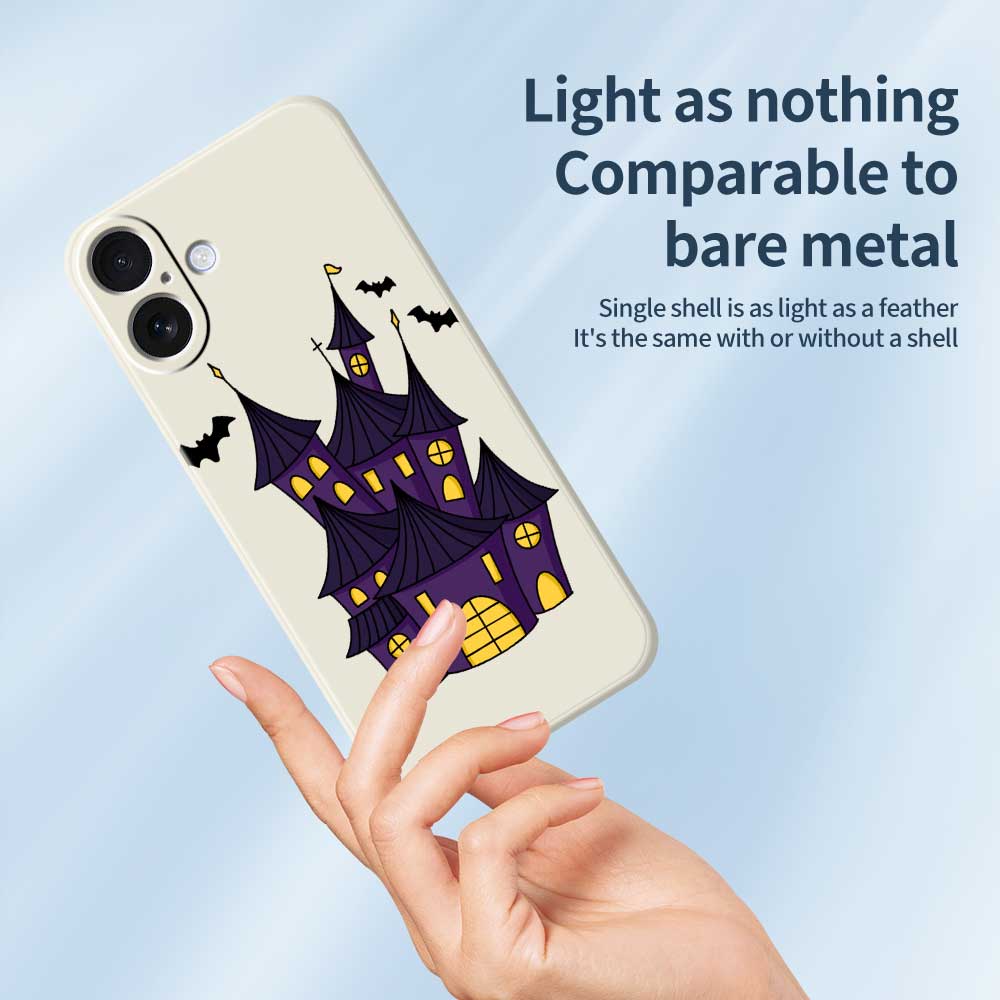 For iPhone 17 Case Bat Castle Pattern Printing Straight Edge TPU Phone Back Cover