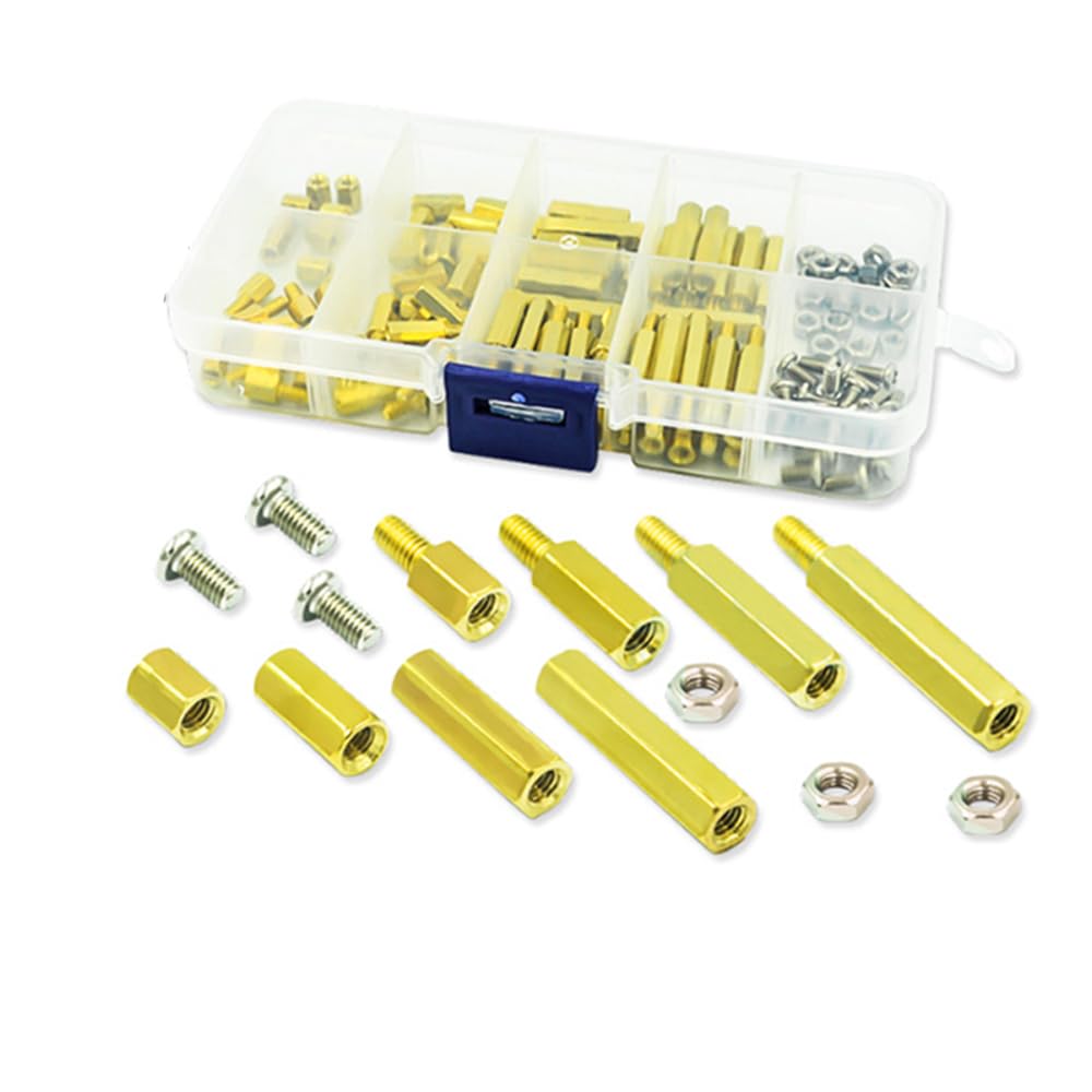 XINGHECHENGWEI Brass Hex Spacer Hex Pillar M3 Screws Nuts Bolts Machine Repair Hex Brass