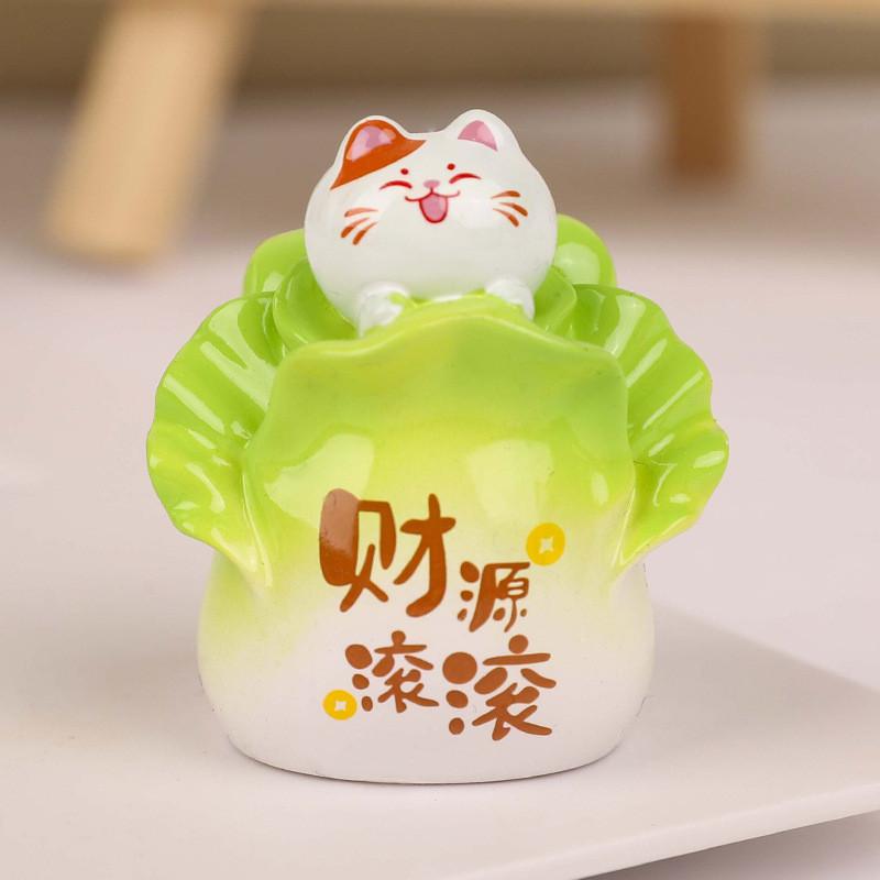 Fruits Cat Resin Art Piece Cute Desktop Ornament For Home And Celebration