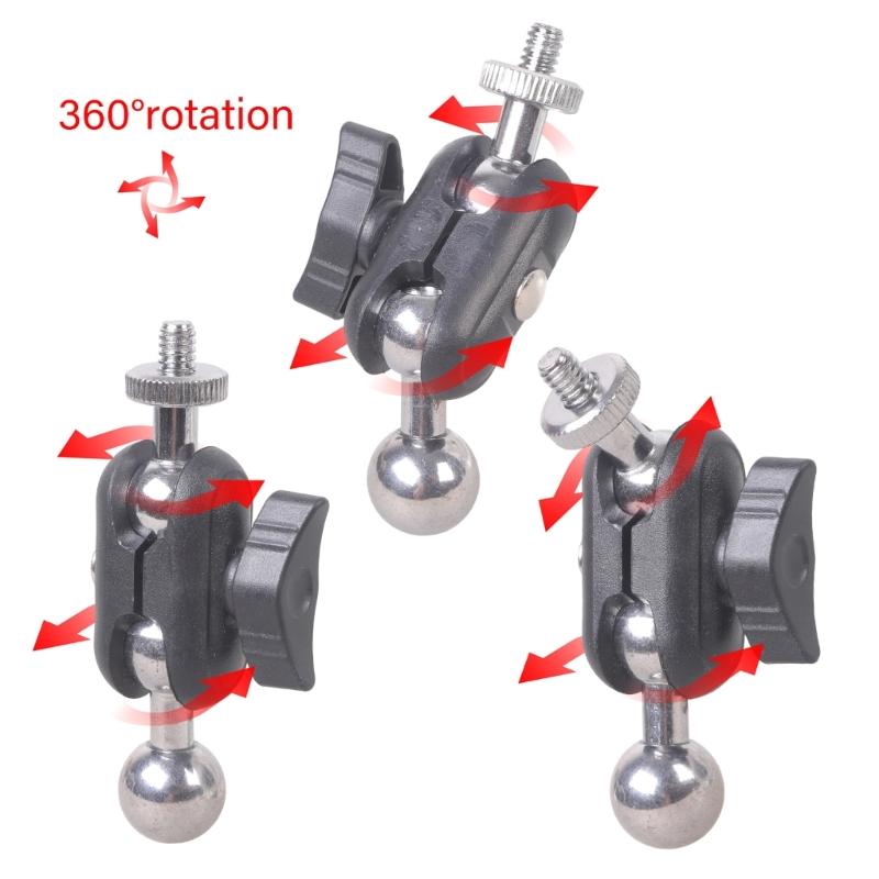 Adjustable Angle Connector With 1/4 Inch Screw To 17mm Ball Head For Camera Stand Smartphone Mount Durability Plastic Metal Construction