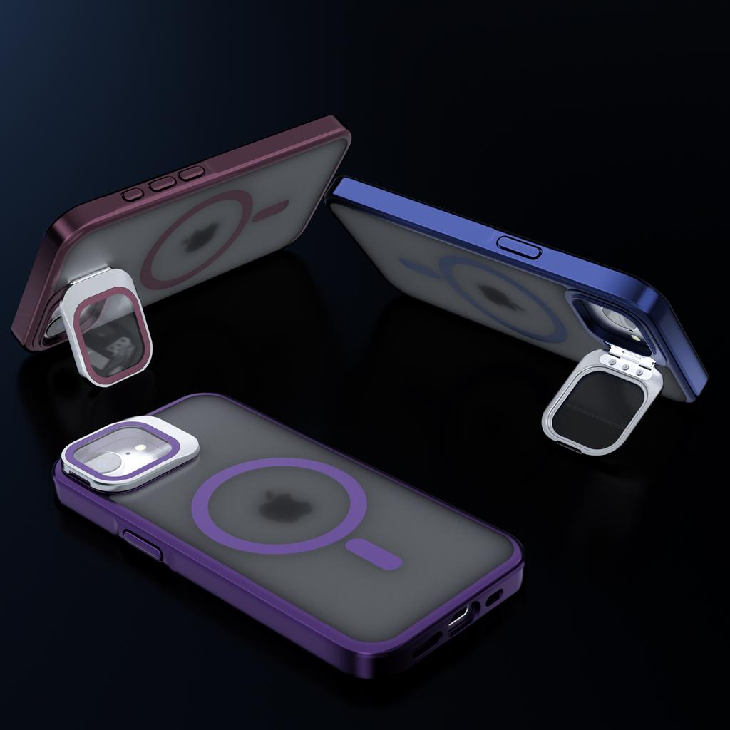 For iPhone 16e Case Compatible with MagSafe Lens Kickstand PC+TPU Matte Phone Cover