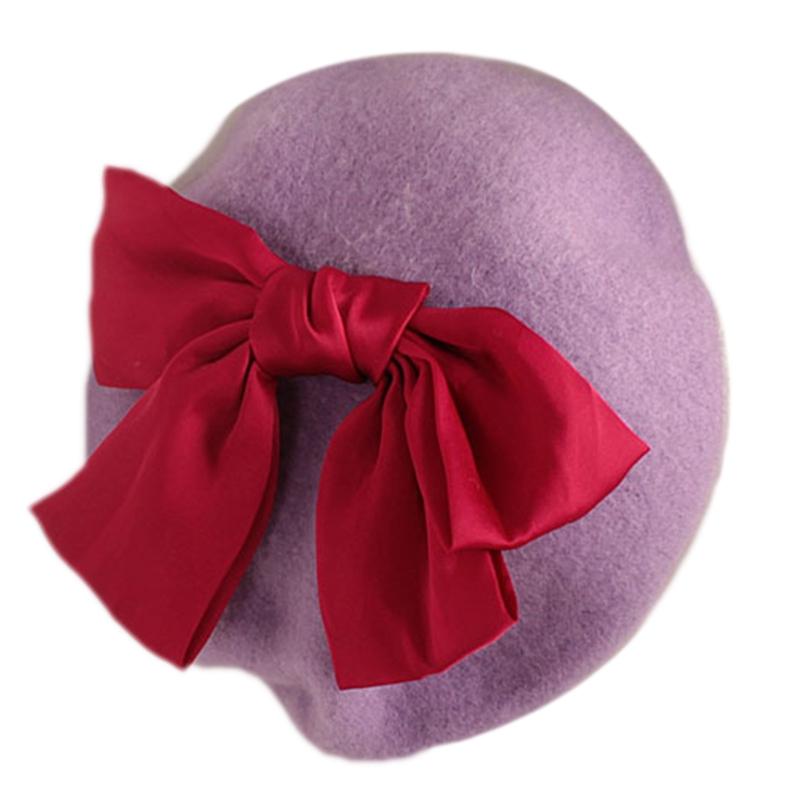 Элегантная красная беретка с бантом, шляпа художника, восьмиугольная зимняя шляпа для уличной съемки