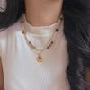 Vintage High-Quality Maillard Wind Natural Tiger'S Eye Stone Collarbone Chain Necklace Autumn And Winter New Models