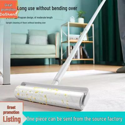 Velký domácí zatahovací váleček na vlákna s dlouhou rukojetí a víkem