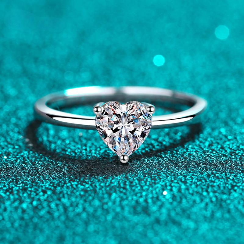 Bague en or blanc 0,5 ct et 5 mm en moissanite taille cœur pour femme, argent massif S925, diamants de laboratoire, alliance de luxe, bijoux GRA
