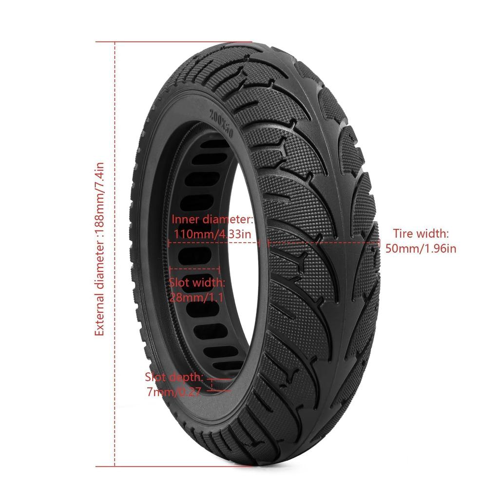 PaoWin 200x50 Solid Tires, 200x50 Scooter Tires, Compatible with 200x50 Electric Kick Scooters, PWT005
