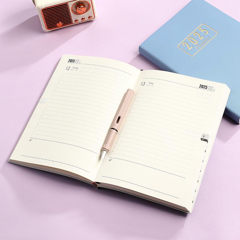 2025 A5 Thickened English Daily Planner Agenda Calendar Book