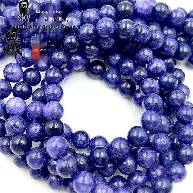 6mm-10mm Blue Vein Sodalite Round Bead Bracelet, Semi-finished DIY Handmade Materials for Stringing.