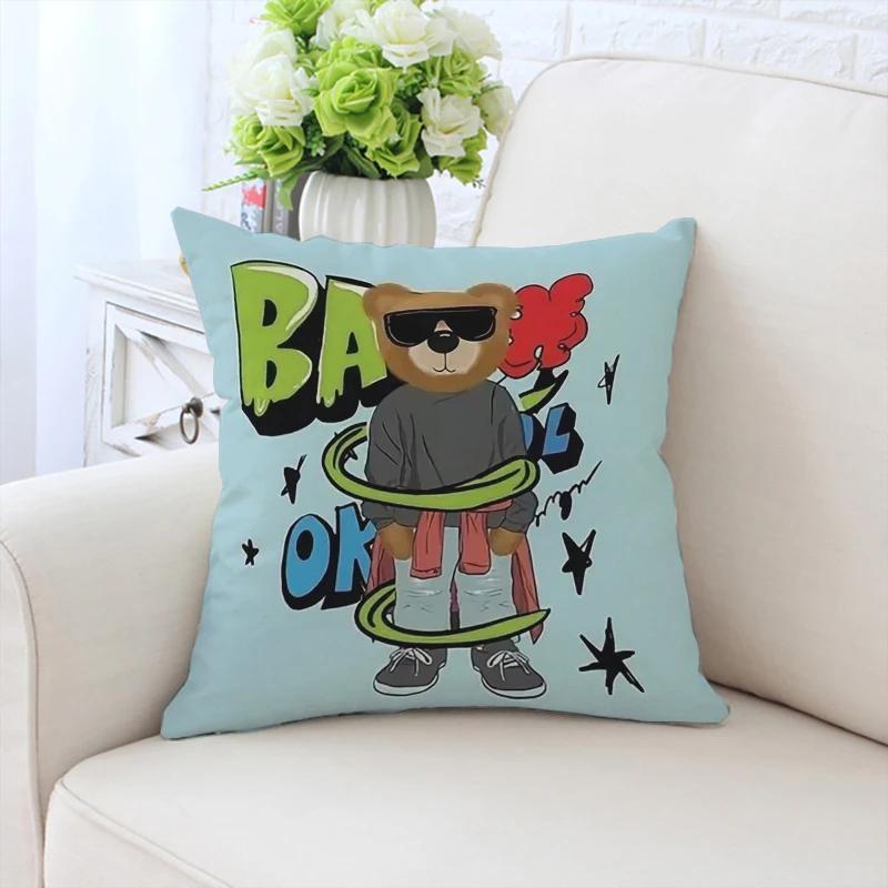 45x45cm sofa decorative cushion cover fashionable bear pillow cover bed decorative pillowcase customized gift chair backrest