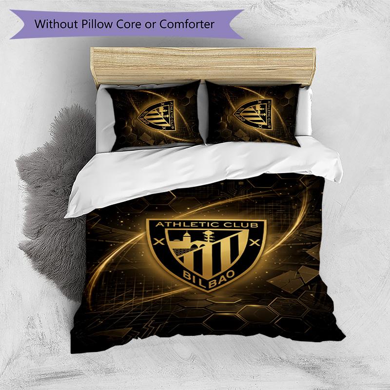 Set Lenzuola 3 Pezzi Stampato Calcio Athletic Bilbao, Comodo Set Copripiumino per Camera da Letto Amico della Pelle