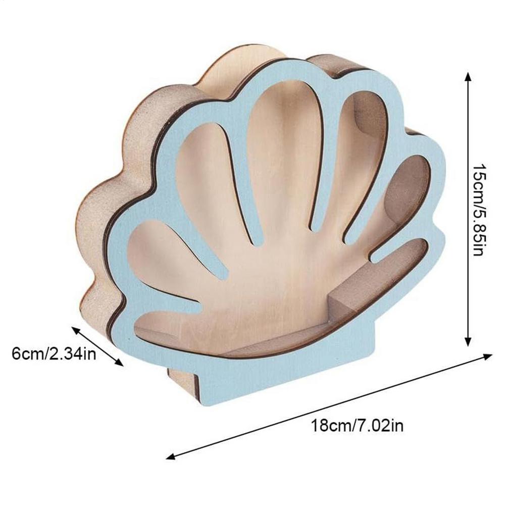 Seashell Display Box Wooden Seashell Organizer Elegant Jewelry Organizer Trinket Storage Shelf Decor For Small Starfish Rings