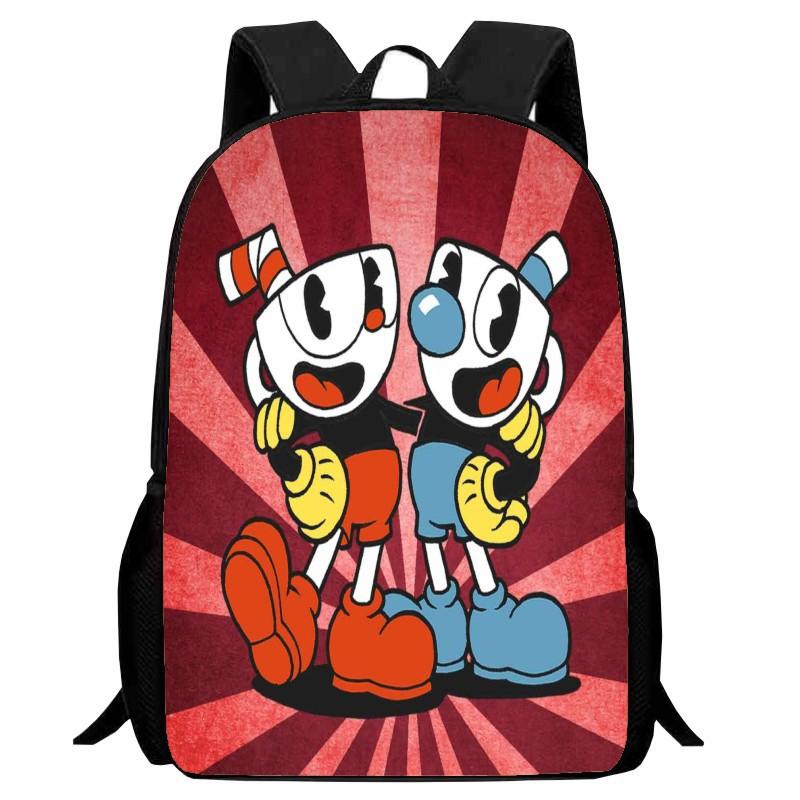 Cuphead Student Backpack Cartoon Teacup Head Backpack Lightweight 123 Grade Boys and Girls