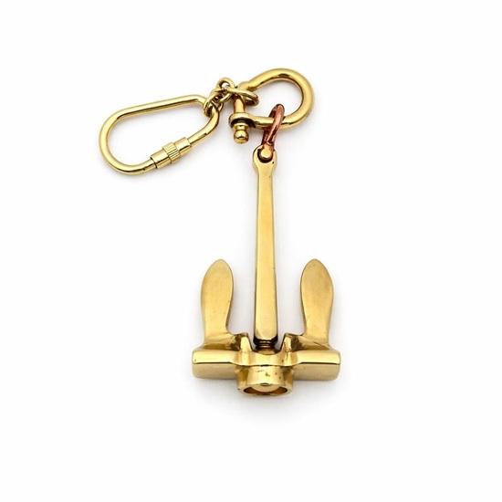 Brass Anchor Keychain Nautical Ship Anchor Key Ring Maritime Gift Handmade Accessory