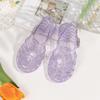 Sandali da Bambina in PVC Glitterato Gelatina Chiusura a Fibbia Scarpe Estive da Spiaggia Retro Intrecciate Traforate per Bambini Piccoli