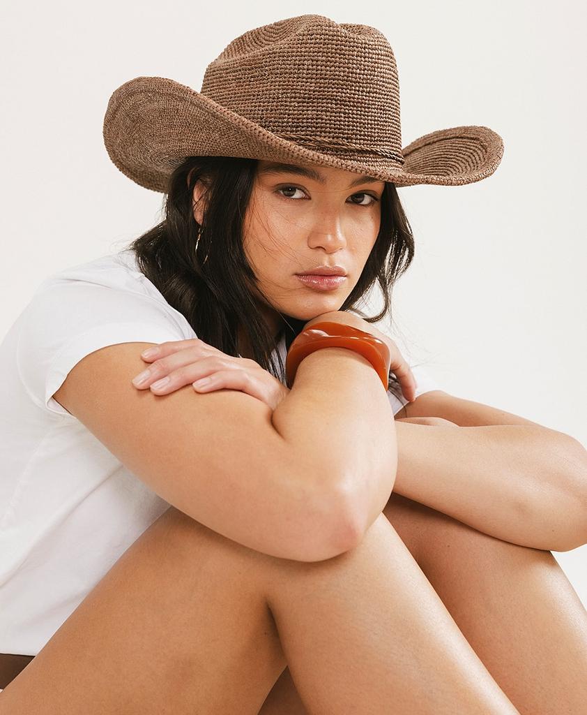 Handgehäkelte Natürliche 100% Baststroh Cowboyhüte für Damen Herren Sommer Breiter Rand Sonnenhüte Outdoor Atmungsaktive Strandkappen