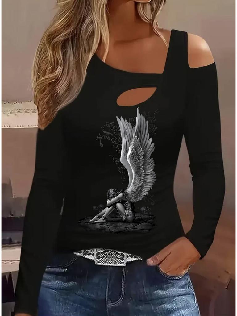Fashion Painting Blouses Long Sleeved T Shirts Casual Skirt Tops