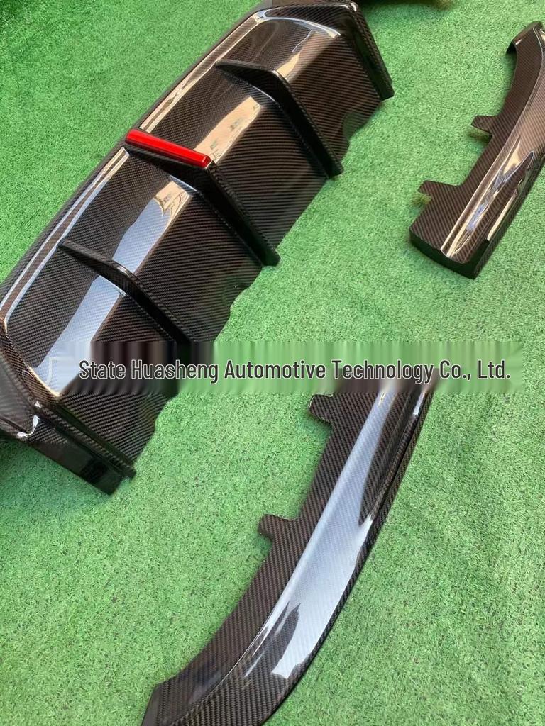 BMW 4 Series G22 Coupe Carbon Fiber Rear Spoiler with Lights & Corner Inserts - Three-Piece Design