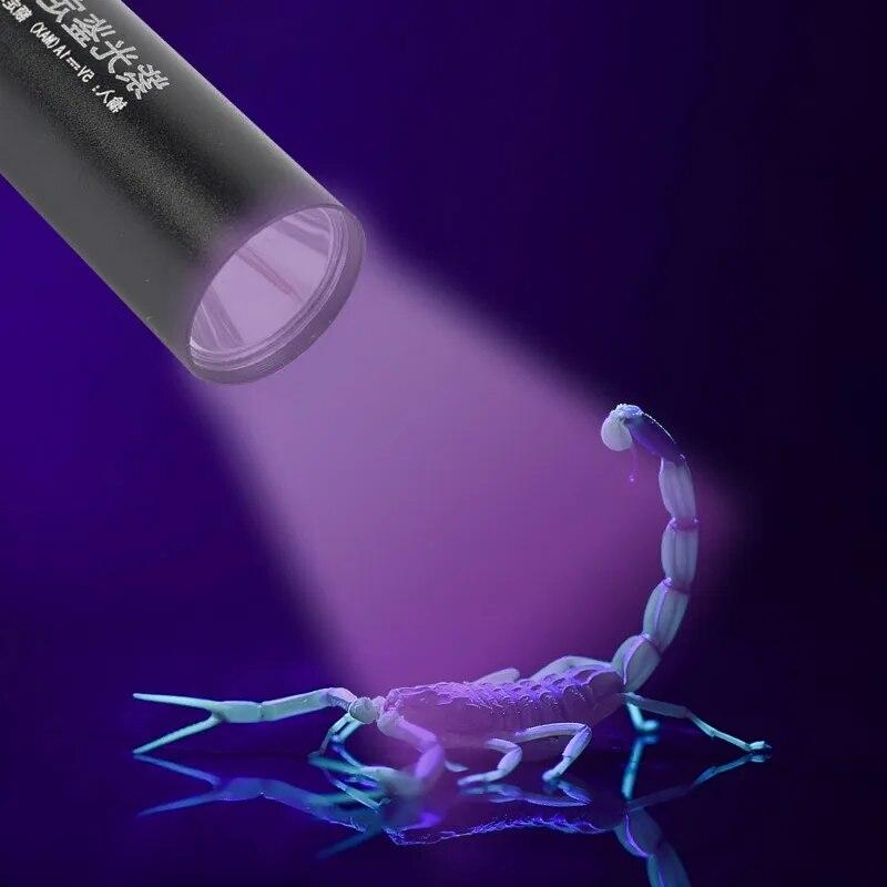 365nm UV Flashlight USB Rechargeable Mini Ultraviolet LED Torch Waterproof Ultra Violet Lights Pet Urine Scorpions Detector Lamp
