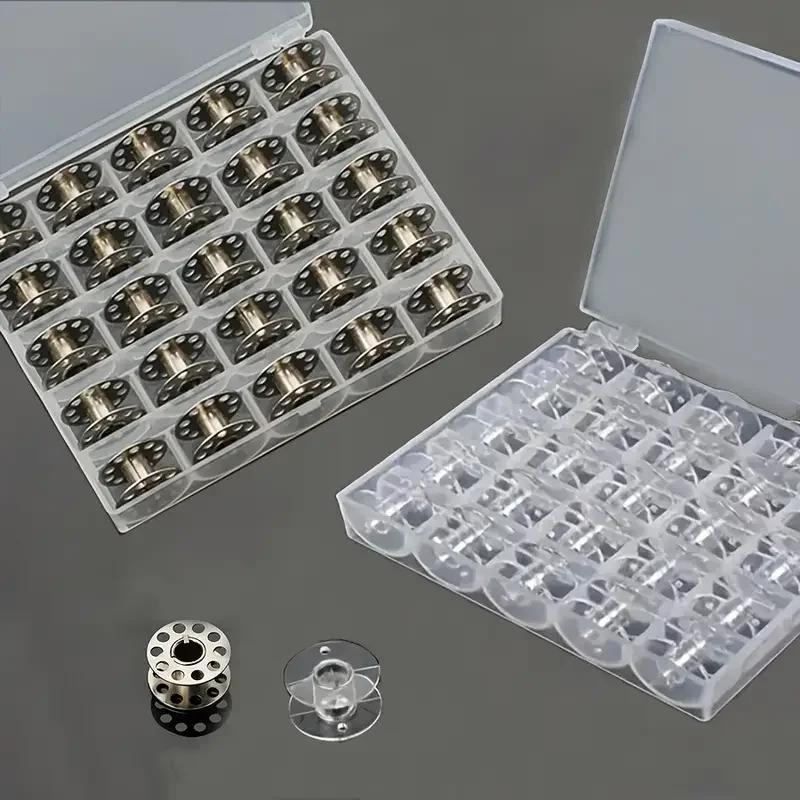 25Pcs/Set Empty Bobbins Sewing Machine Plastic Case Storage Box for Sewing Machine Spools with Thread Storage Case Sewing Tools