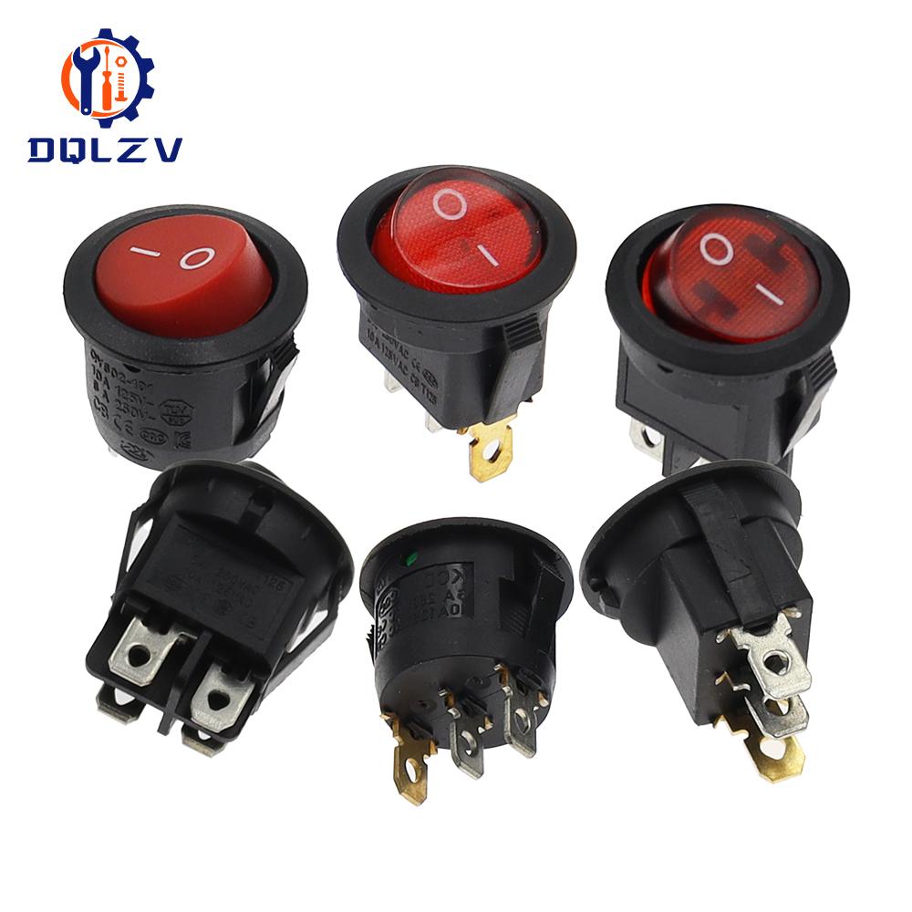 22mm Red Black White ON/OFF Round Rocker Toggle Switch 6A/250VAC 10A 125VAC Power Switch Cap with Plastic Push Button Switch
