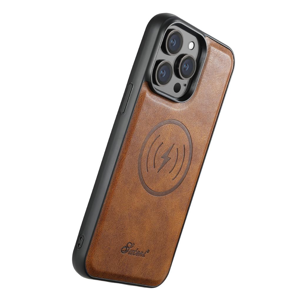 Husă Compatibilă cu Încărcare Wireless din Piele PU de Lux Pentru iPhone 12 13 14 15 16 Plus 17 Pro Max